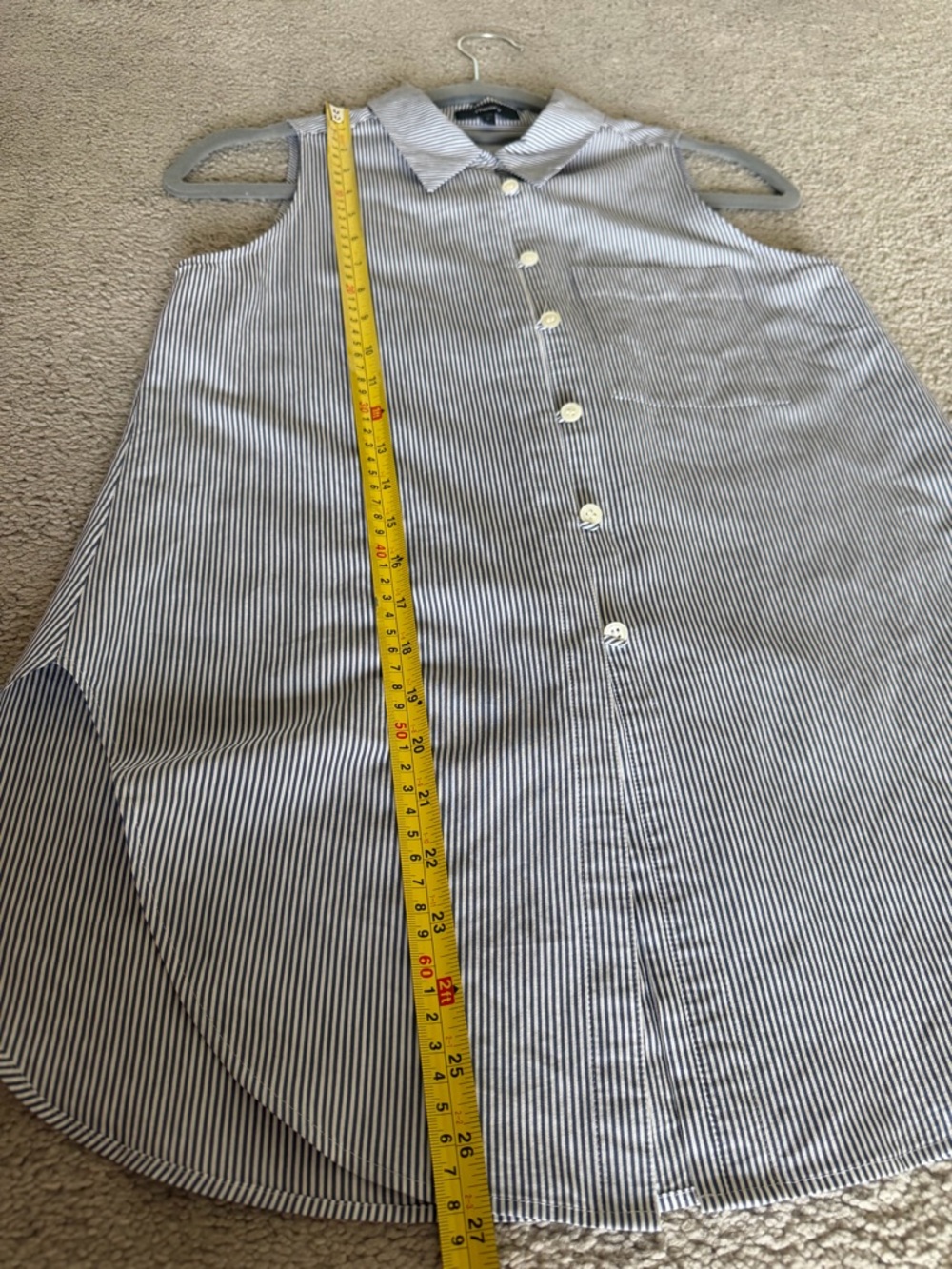 Theory Hekamina Clean Stripe Sleeveless Button Front Blouse Blue White Top P/XS - Picture 9 of 10